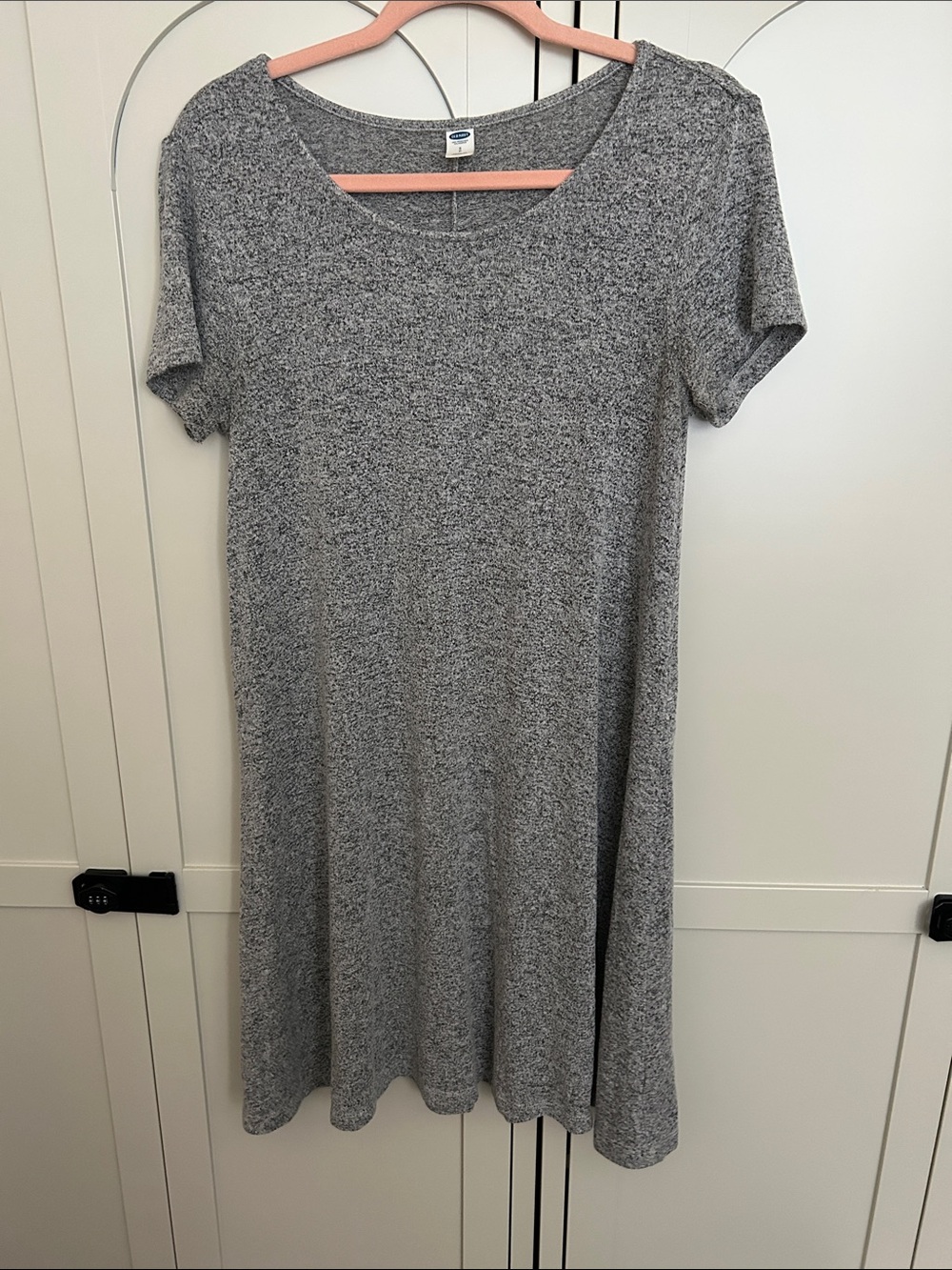 Grey Short-Sleeve Swing Dress